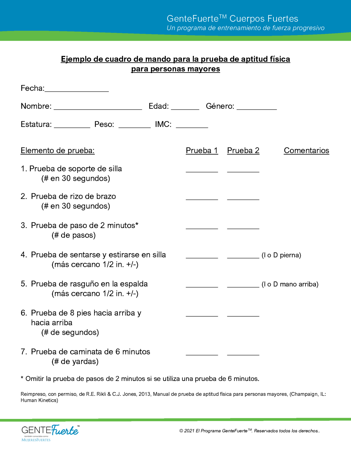 SPSB (Spanish) Sample Scorecard for Senior Fitness Test 1.30.23